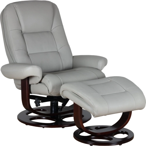 Jacque Swivel Pedestal Recliner & Ottoman in Gray Top Grain Leather